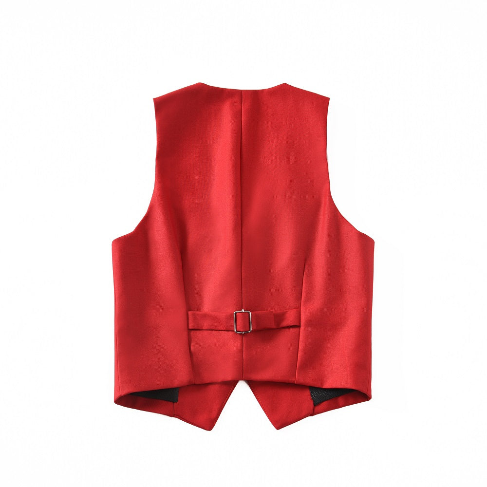 Red Formal Classic 4 Piece Boy's Formal Suits With Vest+Pants+Shirt+Tie