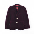 Charger l'image dans la visionneuse de la galerie, Burgundy Boys Bids Fit Single-Breasted Velvet Blazer
