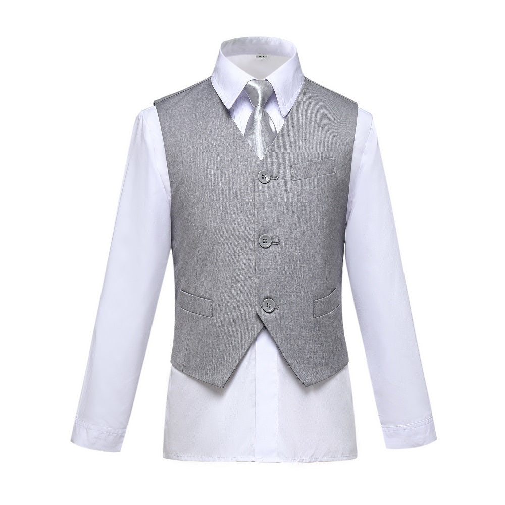 Light Grey Formal Classic 5 Piece Boys Suits