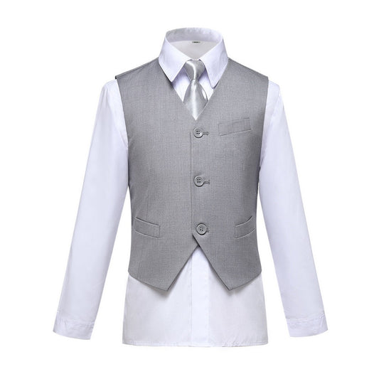 Light Grey 2 Piece Kids Boys' Vest and Pants Dress Suits Set