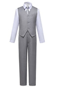 Charger l'image dans la visionneuse de la galerie, Light Grey Classic 4 Piece Boy's Formal Suits With Vest+Pants+Shirt+Tie
