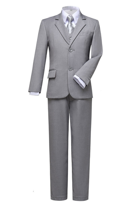 Light Grey 3 Piece Kids Boys' Formal Fit Blazer Vest and Pants Dress Suits Set