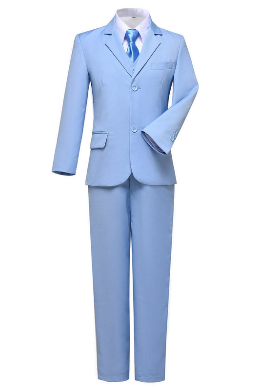 Light Blue 3 Piece Kids Boys' Formal Fit Blazer Vest and Pants Dress Suits Set