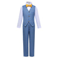 Cargar la imagen en la vista de la galería, Light Blue Plaid Elegant Formal 5 Piece Boys Suits
