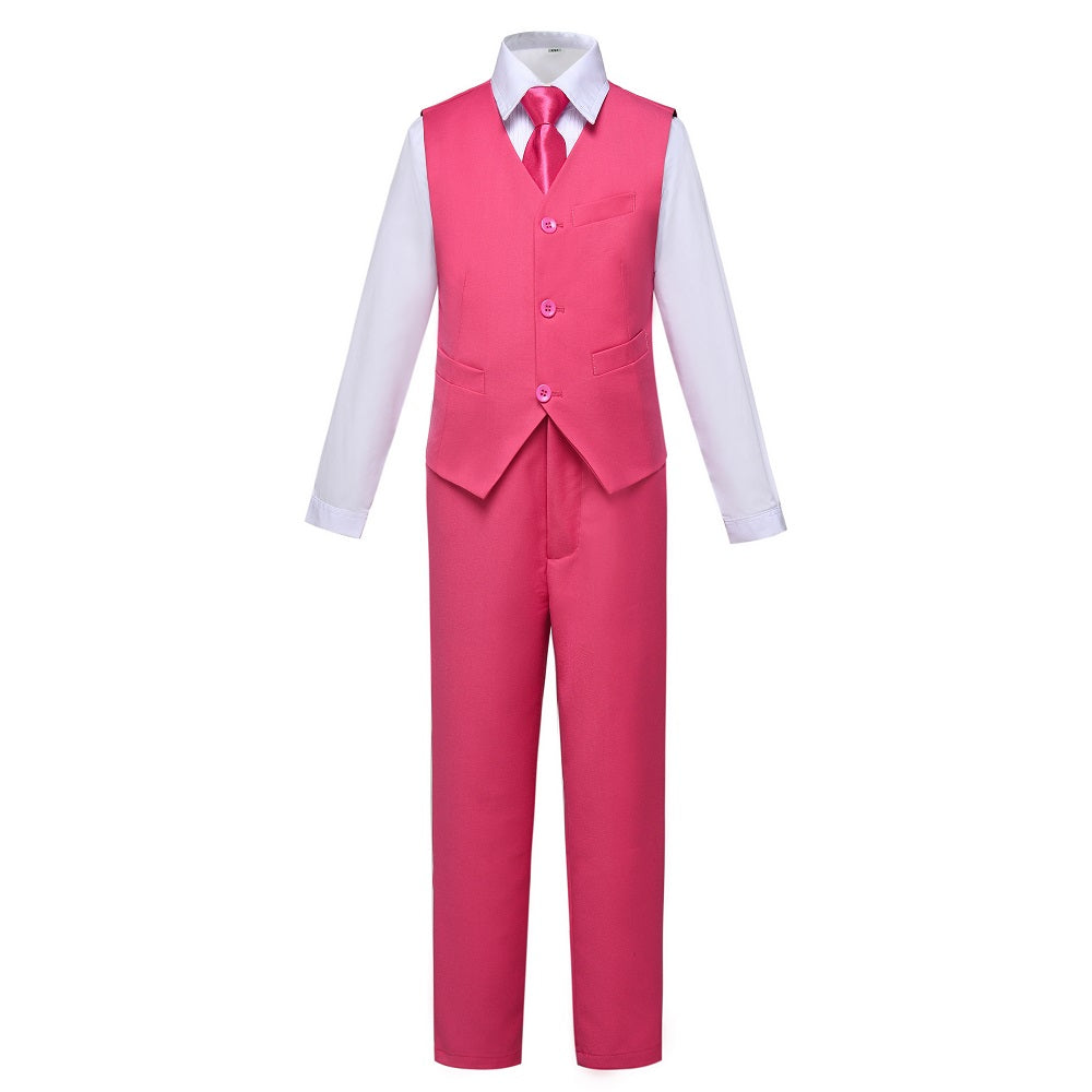 Pink Kid Boys Formal Classic Suits Set 5 Piece Boys Suits