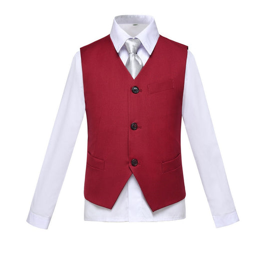 Wedding Burgundy 3 Buttons Boys Girls Fully Lined Formal Suit Vest