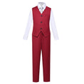 Cargar la imagen en la vista de la galería, Burgundy Formal School 5 Piece Boys Suits
