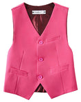 Charger l'image dans la visionneuse de la galerie, Pink 4 Piece Boys' Formal Suit Set with Vest Pants Dress Shirt and Tie BS43
