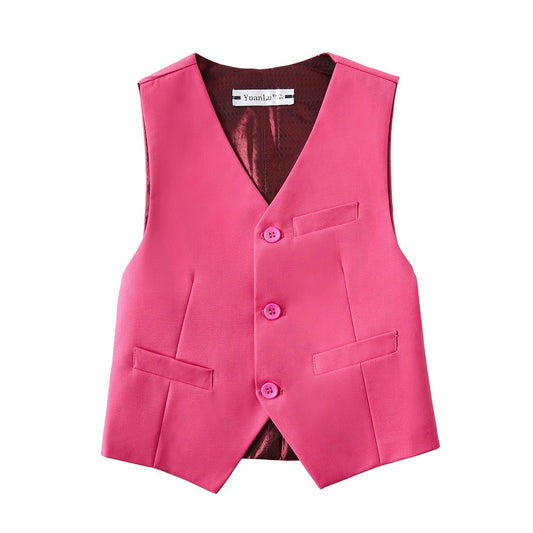 Pink 2 Piece Kids Boys' Vest and Pants Dress Suits Set