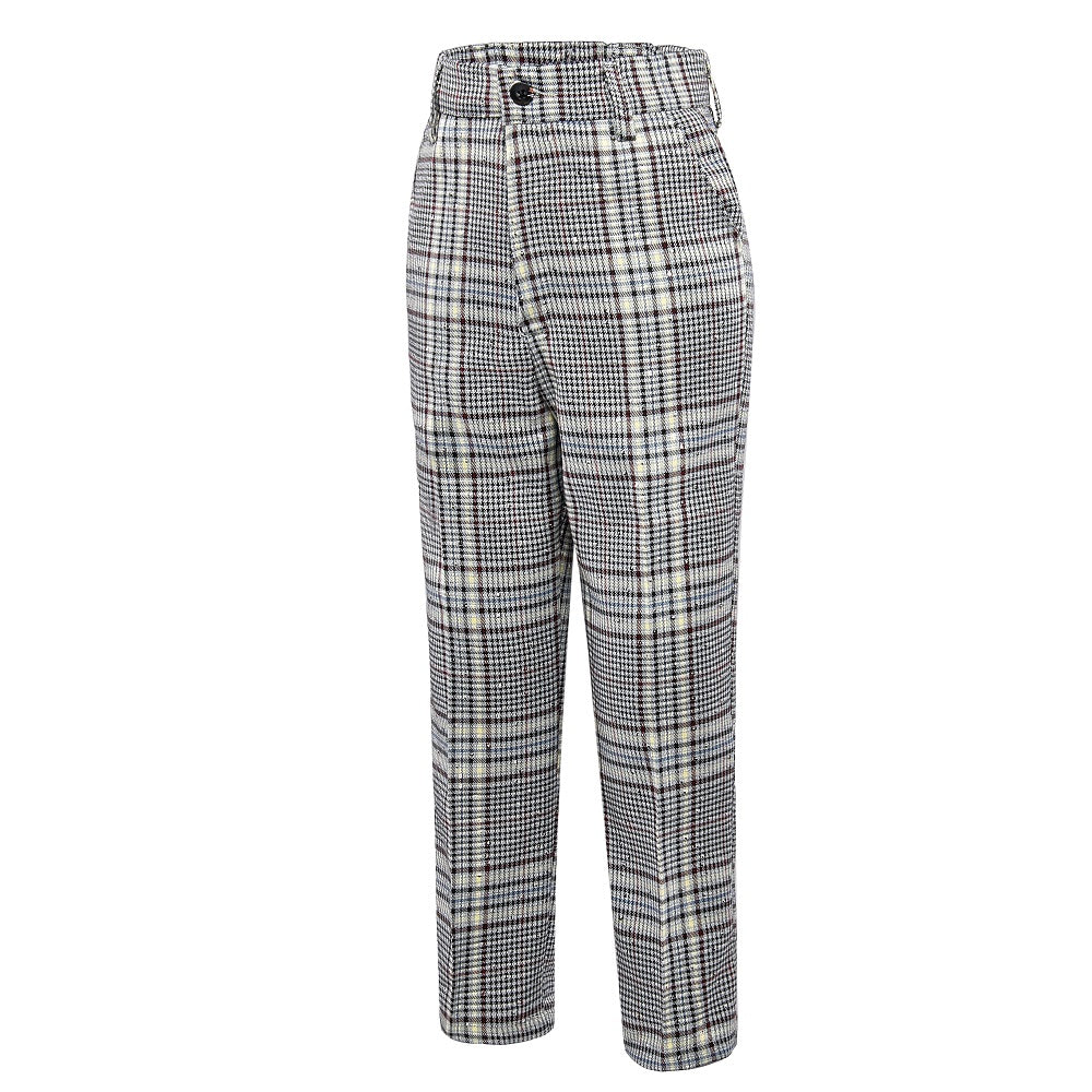 Grey and White Plaid Elegant Formal 5 Piece Boys Suits