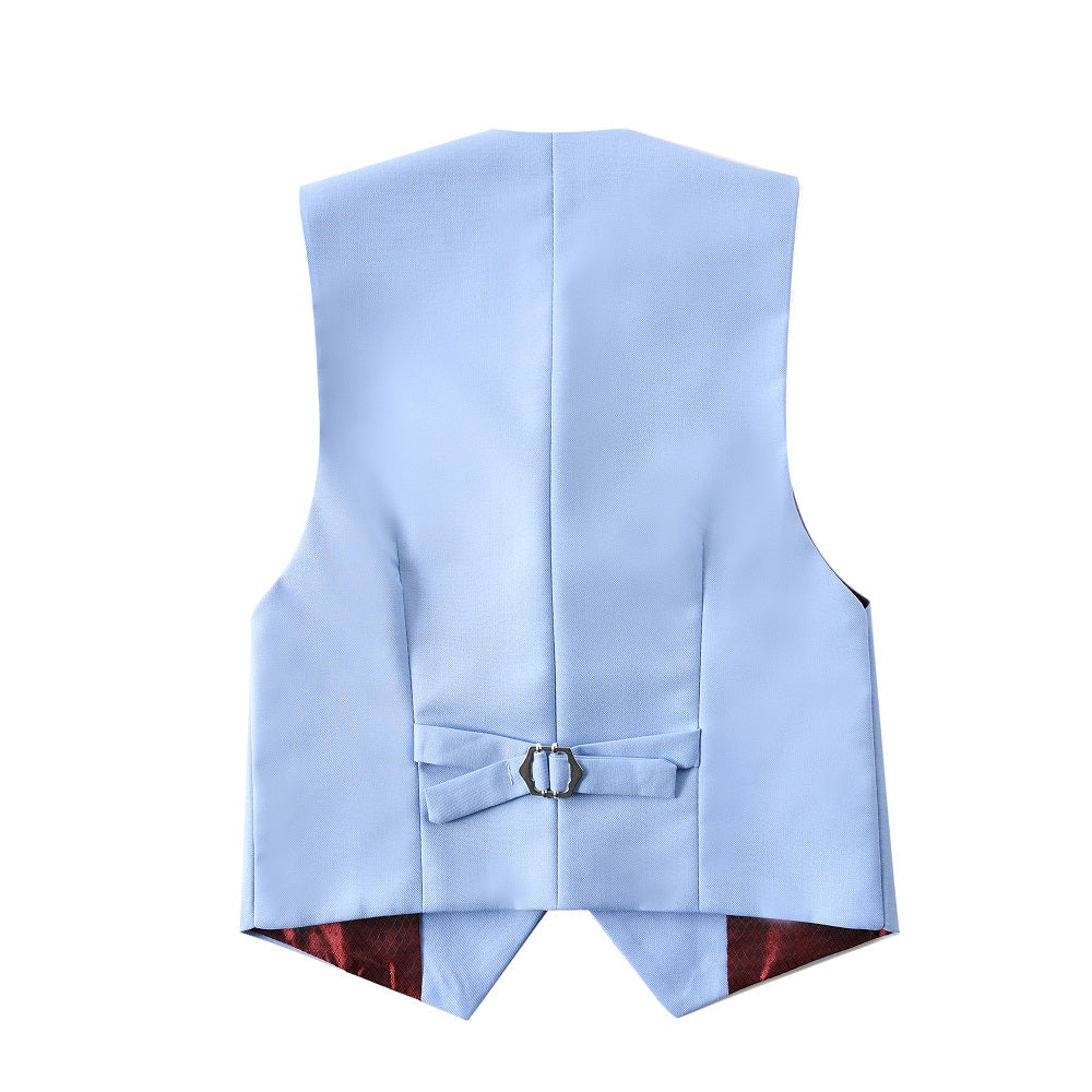 Light Blue Formal Classic 4 Piece Boy's Formal Suits With Vest+Pants+Shirt+Tie