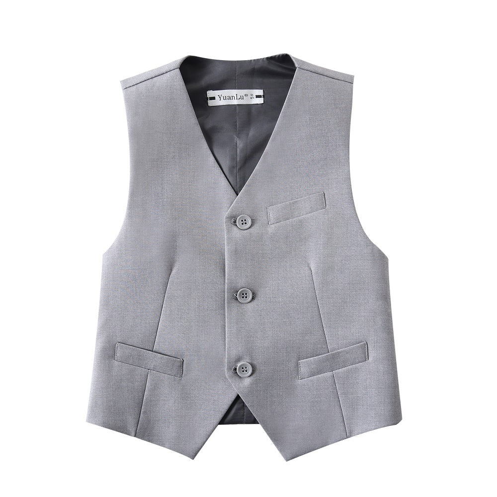 Light Grey Formal Classic Suits Set 5 Piece Boys Suits