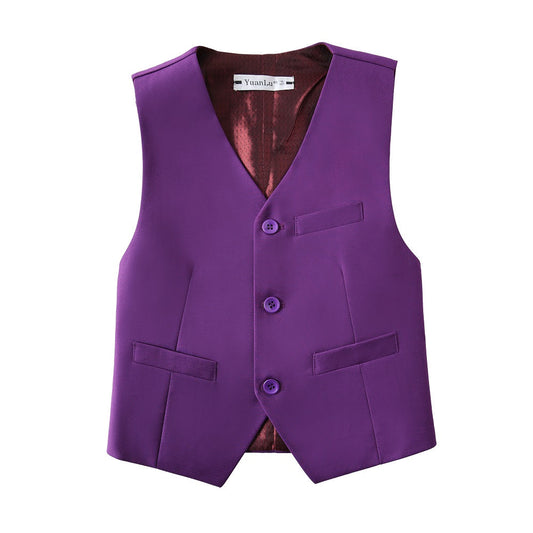 Purple 2 Piece Kids Boys' Vest and Pants Dress Suits Set