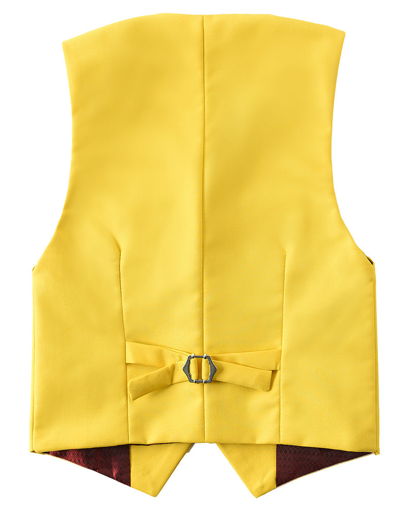 Yellow 4 Piece Boys' Formal Suit Set with Vest Pants Dress Shirt and Tie BS51