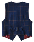 Charger l'image dans la visionneuse de la galerie, Navy Plaid 2 Piece Kids Boys' Vest and Pants Dress Suits Set
