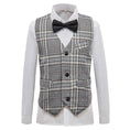 Charger l'image dans la visionneuse de la galerie, Grey and White Plaid Elegant Formal 5 Piece Boys Suits
