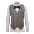 Load image into Gallery viewer, Grey and Brown Plaid Elegant Formal 5 Piece Boys Suits
