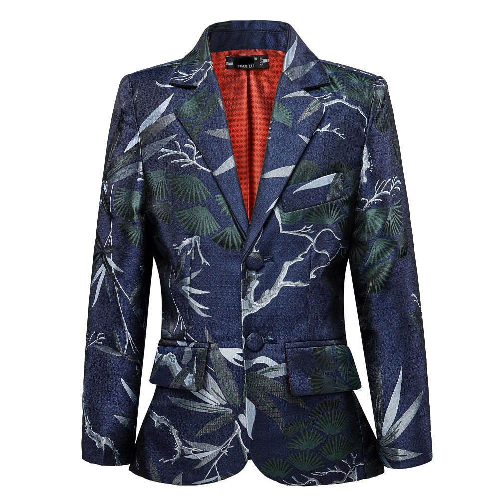 Blue Unique Patterned Party Banquet 5 Piece Boys Suits