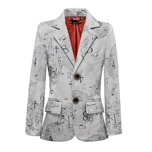 White Unique Patterned Party 5 Piece Boys Suits