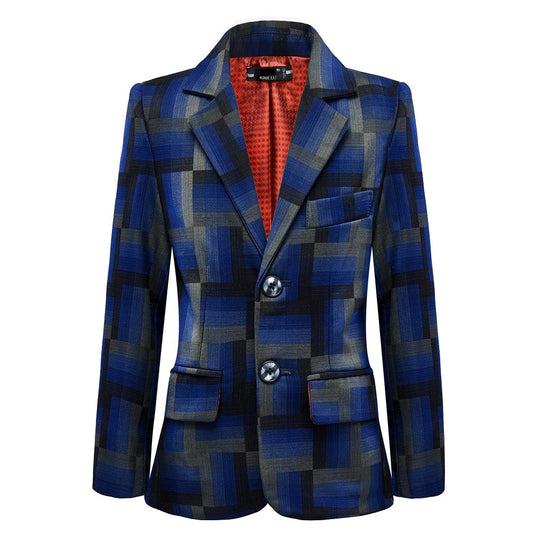 Blue Unique Patterned Banquet 5 Piece Boys Suits