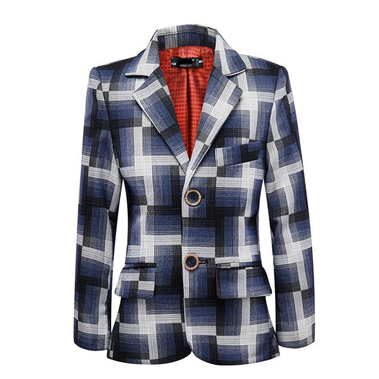 Black and Grey Plaid Banquet 5 Piece Boys Suits