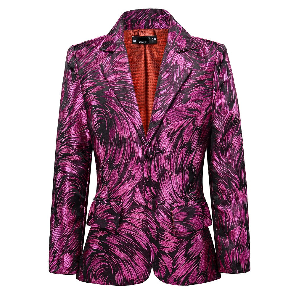 Fuchsia Unique Patterned Party Banquet 5 Piece Boys Suits