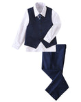 Bild in Galerie-Betrachter laden, Blue 4 Piece Boys' Formal Suit Set with Vest Pants Dress Shirt and Tie BS37
