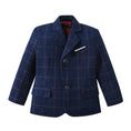 Load image into Gallery viewer, Blue Plaid Elegant Formal 4 Piece Boys Suits With Jacket+Pants+Shirt+Tie
