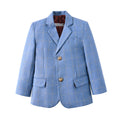 Load image into Gallery viewer, Light Blue Plaid Elegant Formal 5 Piece Boys Suits
