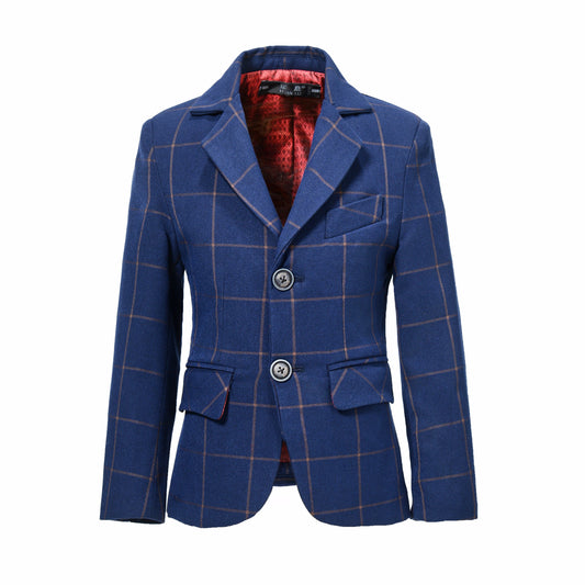 Blue Plaid Boys Formal Blazer,  Affordable School Jacket