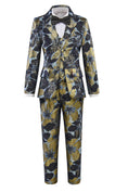 Cargar la imagen en la vista de la galería, Blue and Grey Unique Patterned Party Banquet 5 Piece Boys Suits
