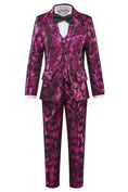 Cargar la imagen en la vista de la galería, Fuchsia Unique Patterned Party Banquet 5 Piece Boys Suits
