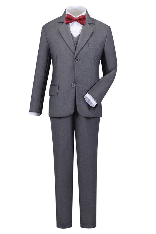 Grey 3 Piece Kids Boys' Formal Fit Blazer Vest and Pants Dress Suits Set