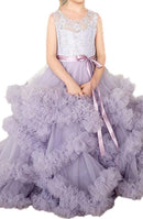 Flower Girl Dresses for Wedding Lace Puffy Pleated Tulle Pageant Princess Gown FLC00429 (MORE COLORS)