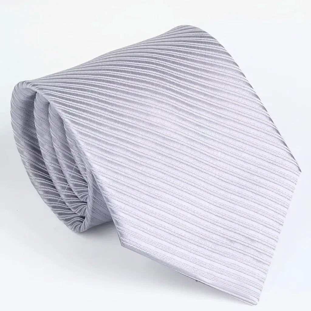 Men's Elegant Silver Striped Formal Necktie