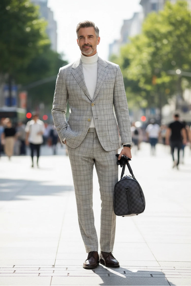 Men's Urban Gentleman Plaid 2 Piece Suits