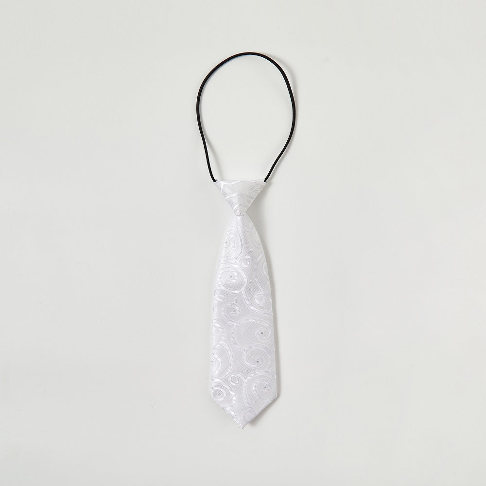 White Tie for Boys | Pre-Tied Adjustable Kids Necktie for School, Uniform & Graduation