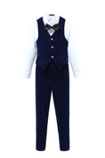 Charger l'image dans la visionneuse de la galerie, Navy Velvet 2 Piece Kids Boys' Vest and Pants Dress Suits Set
