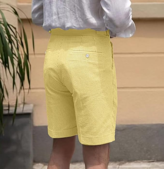 Summer Lightweight Seersucker Suit Shorts Mens Set 2