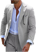 Charger l'image dans la visionneuse de la galerie, Seersucker Striped Blazer Pants 2 Piece Men's Summer Suit
