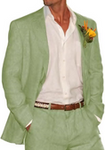 Cargar la imagen en la vista de la galería, Summer Casual  Beach Wedding  2 Piece Linen Men Suits
