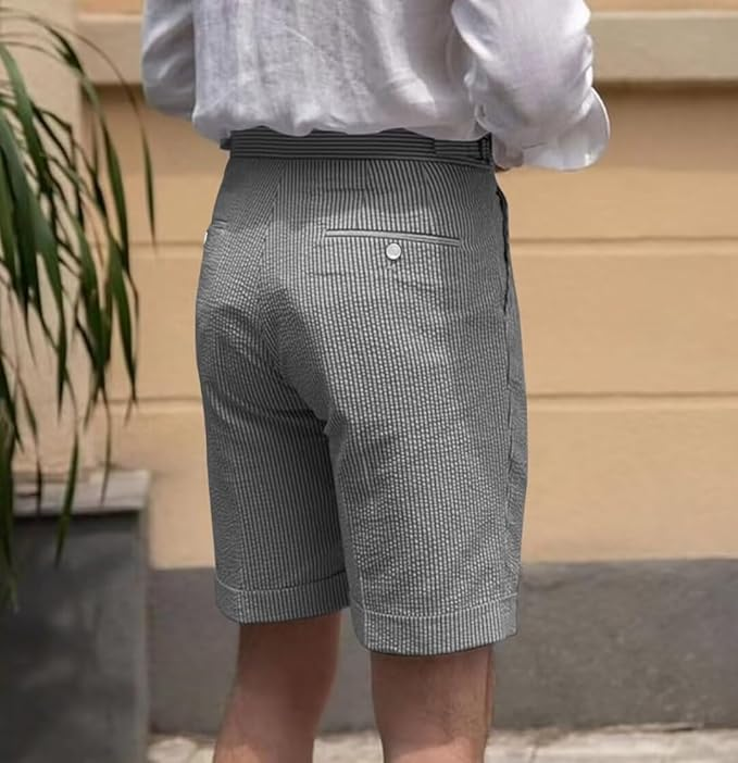 Summer Lightweight Seersucker Suit Shorts Mens Set 2