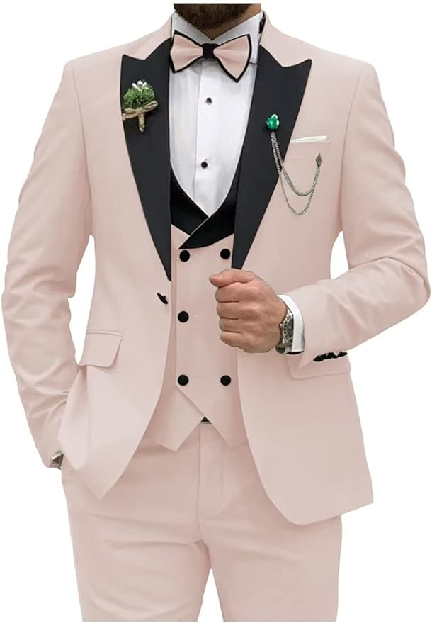 Double Breasted Slim Fit 3 Piece Men's Suit