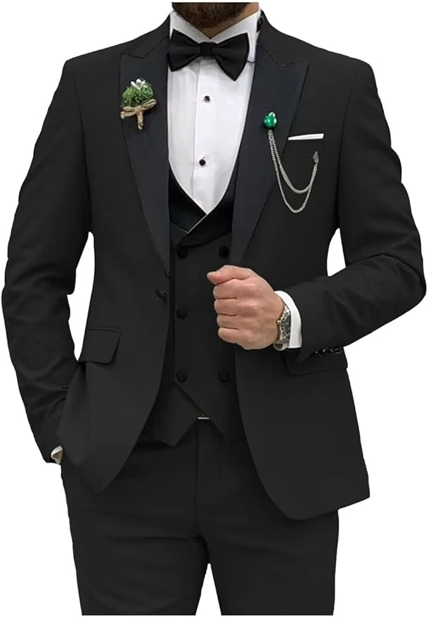 Double Breasted Slim Fit 3 Piece Men's Suit