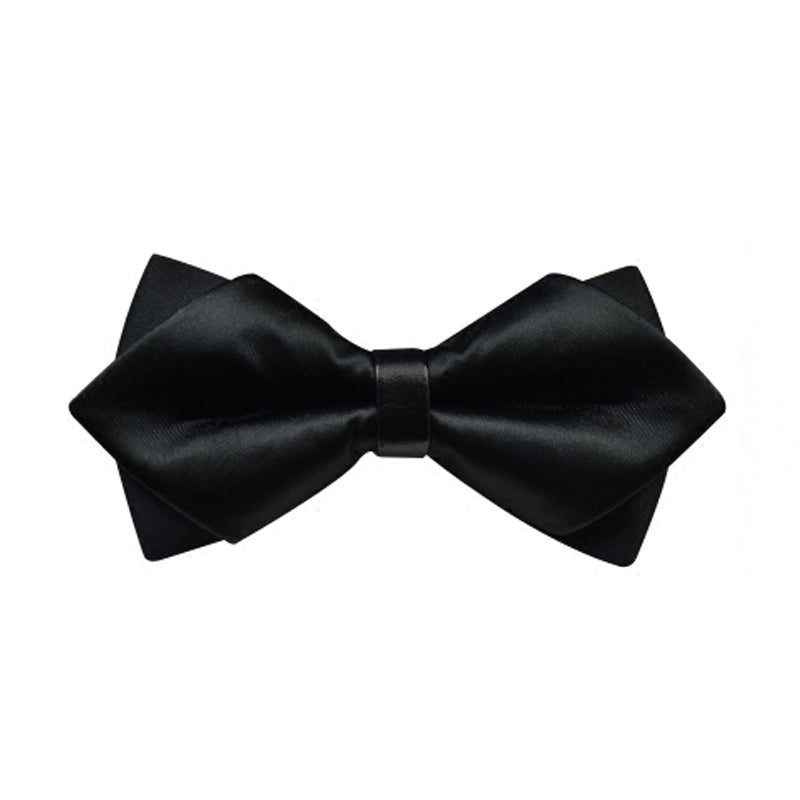 Boys Double Layer Black Bow Tie | Pre-Tied Adjustable Satin Formal Tie for Tuxedos & Events