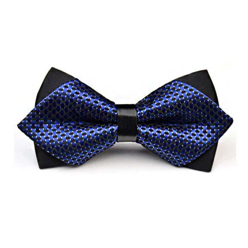 Boys Blue and Black Checkered Bow Tie | Pre-Tied Adjustable Clip-On for Tuxedos & Parties