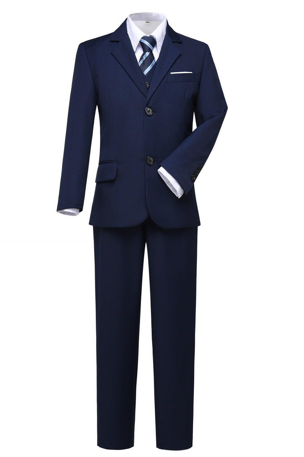 Navy 3 Piece Kids Boys' Formal Blazer Vest and Pants Dress Suits Set