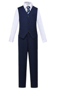 Cargar la imagen en la vista de la galería, Navy 2 Piece Kids Boys' Vest and Pants Dress Suits Set
