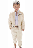 Cargar la imagen en la vista de la galería, Linen Boys Summer Slim Fit 2 Pieces Linen Suit Jacket Pant
