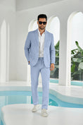 Bild in Galerie-Betrachter laden, Seersucker Striped Blazer Pants 2 Piece Men's Summer Suit
